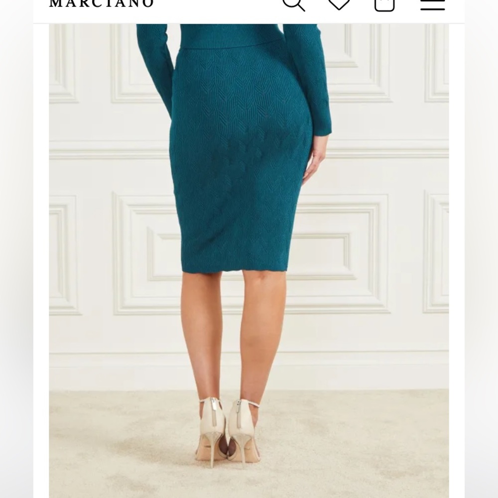 Blue Opal Midi Knit Pencil Skirt - Size S - Picture 4 of 9